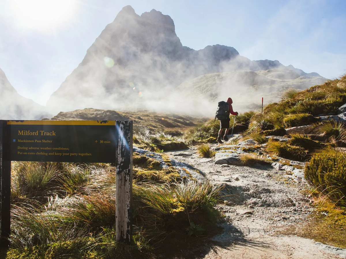 Hikers on McKinnon Pass, Milford Track