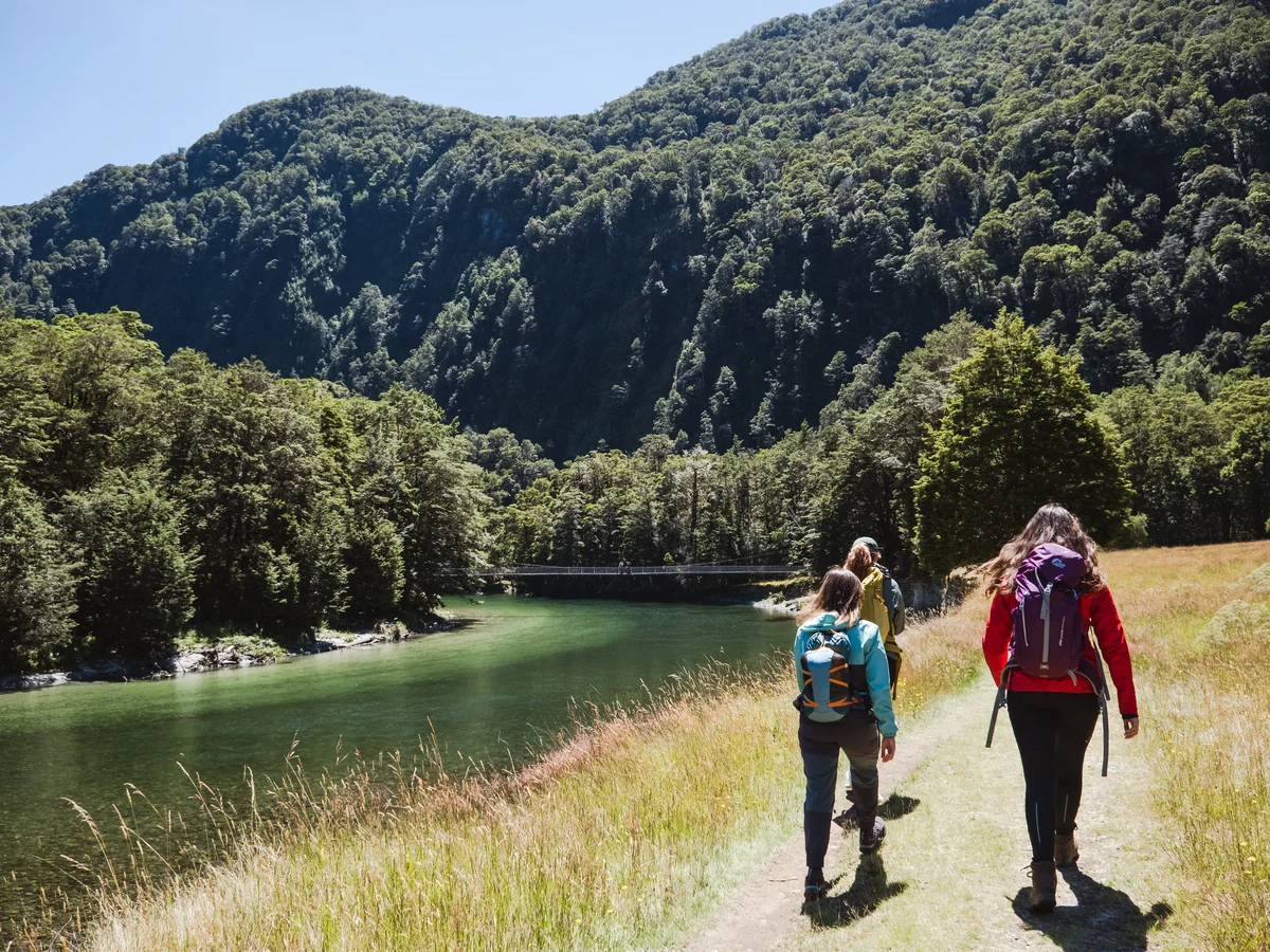 Day walkers on the Milford Track, Lake Te Anau end