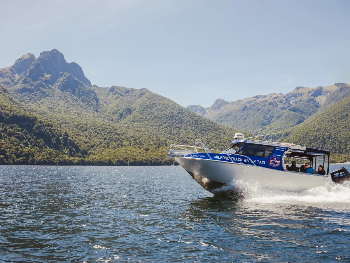 Water Taxi headed to the Milford Track for a day walk, Lake Te Anau